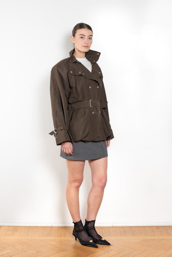 The High Collar Trench by Magda Butrym is a lightweight cotton trench jacket