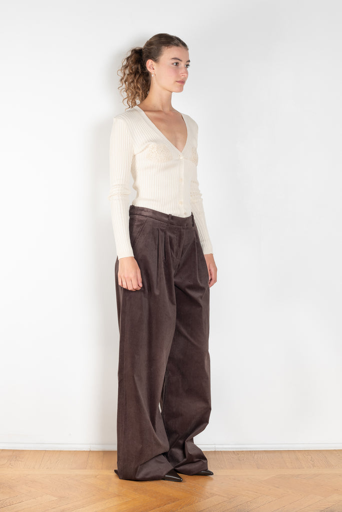 The Wide Leg Corduroy Pants by Magda Butrym is a tailored trouser in corduroy with wide legs and front pleats