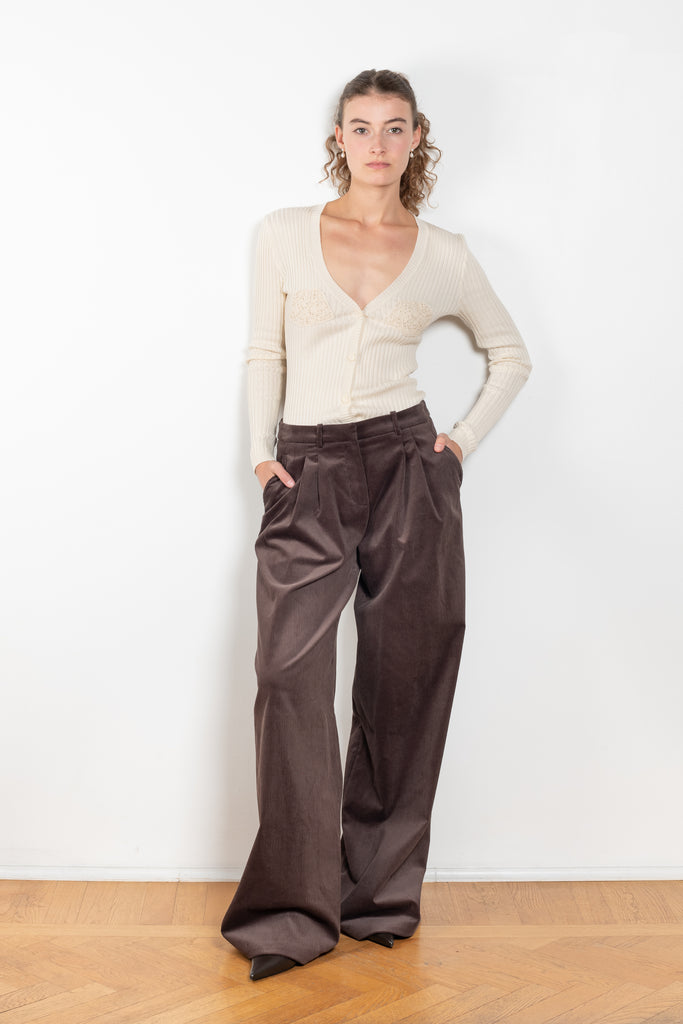 The Wide Leg Corduroy Pants by Magda Butrym is a tailored trouser in corduroy with wide legs and front pleats