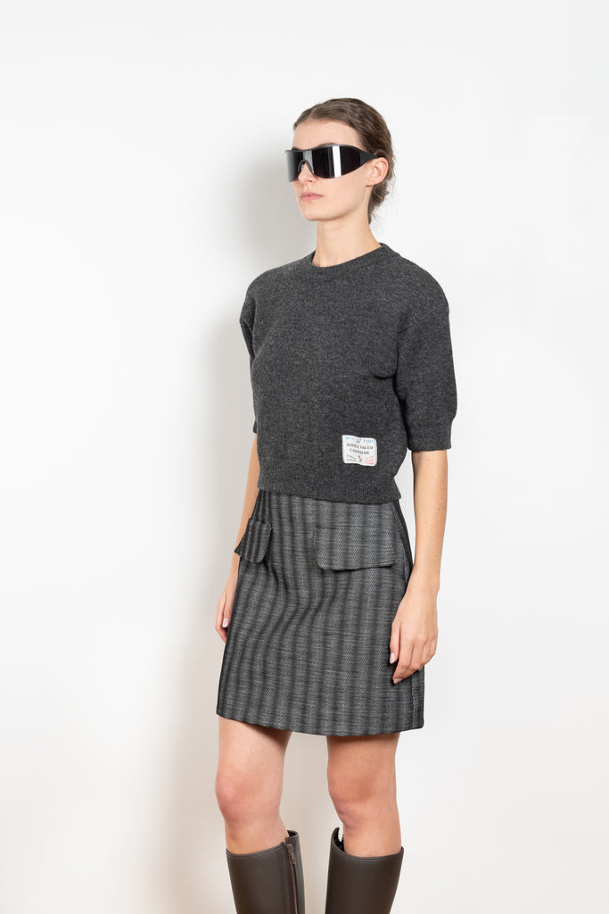 The Double Face Sweater by Meryll Rogge is a short sleeved sweater in lambswool fully lined in a double face cashmere