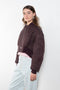 The Aviator Jacket by Nackiye is a bomber jacket with wool ribbed cuffs and bottom hem