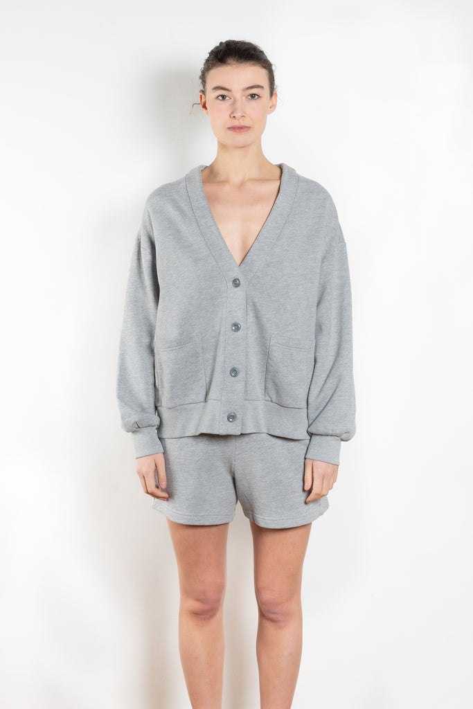 The Benny Cardigan by Xirena is a soft fleece cardigan with baseball inspired details