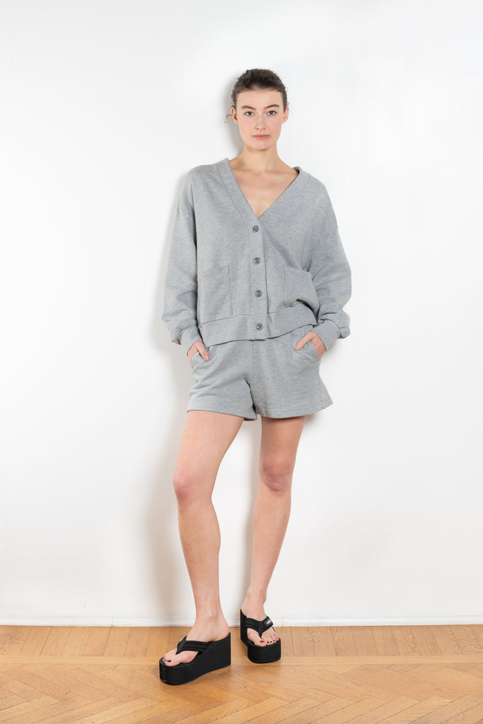 The Benny Cardigan by Xirena is a soft fleece cardigan with baseball inspired details