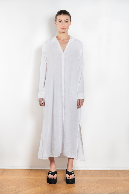 The Boden Dress by Xirena is a relaxed long shirtdress in a soft cotton gauze